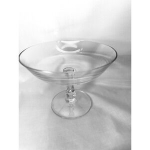 Val‎ St Lambert Handblown Crystal Signed VSL Compote 6 1/4" Pedestal Bowl Dish